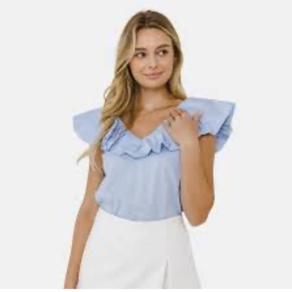 English Factory Tops - English Factory ruffled v- neck, size XS